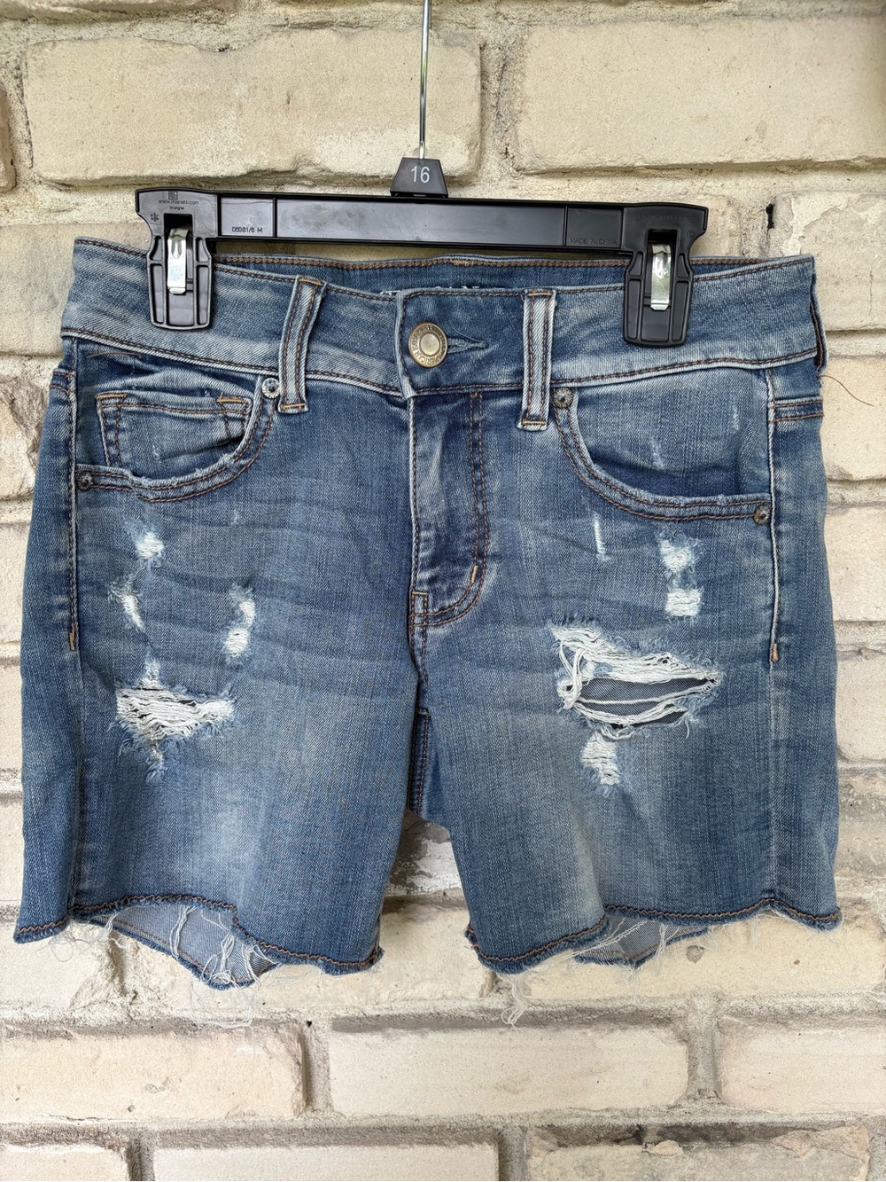 American Eagle Outfitters stretch Distressed Blue Denim women Shorts